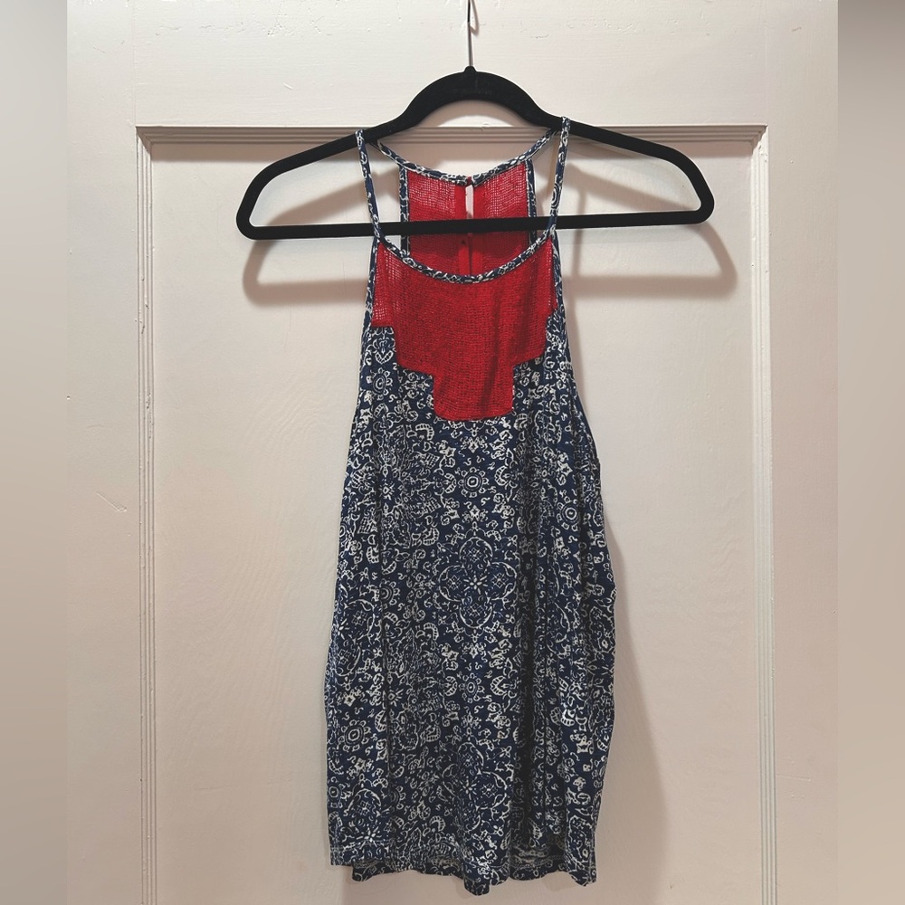 Stylish Red and Blue Women's Top